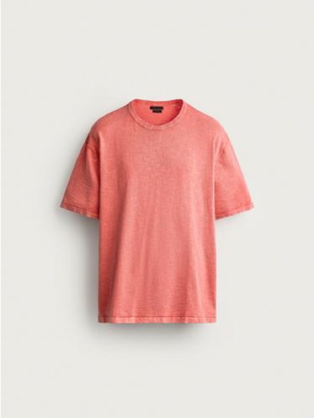 Zara Men Washed Red Crewneck T-Shirt